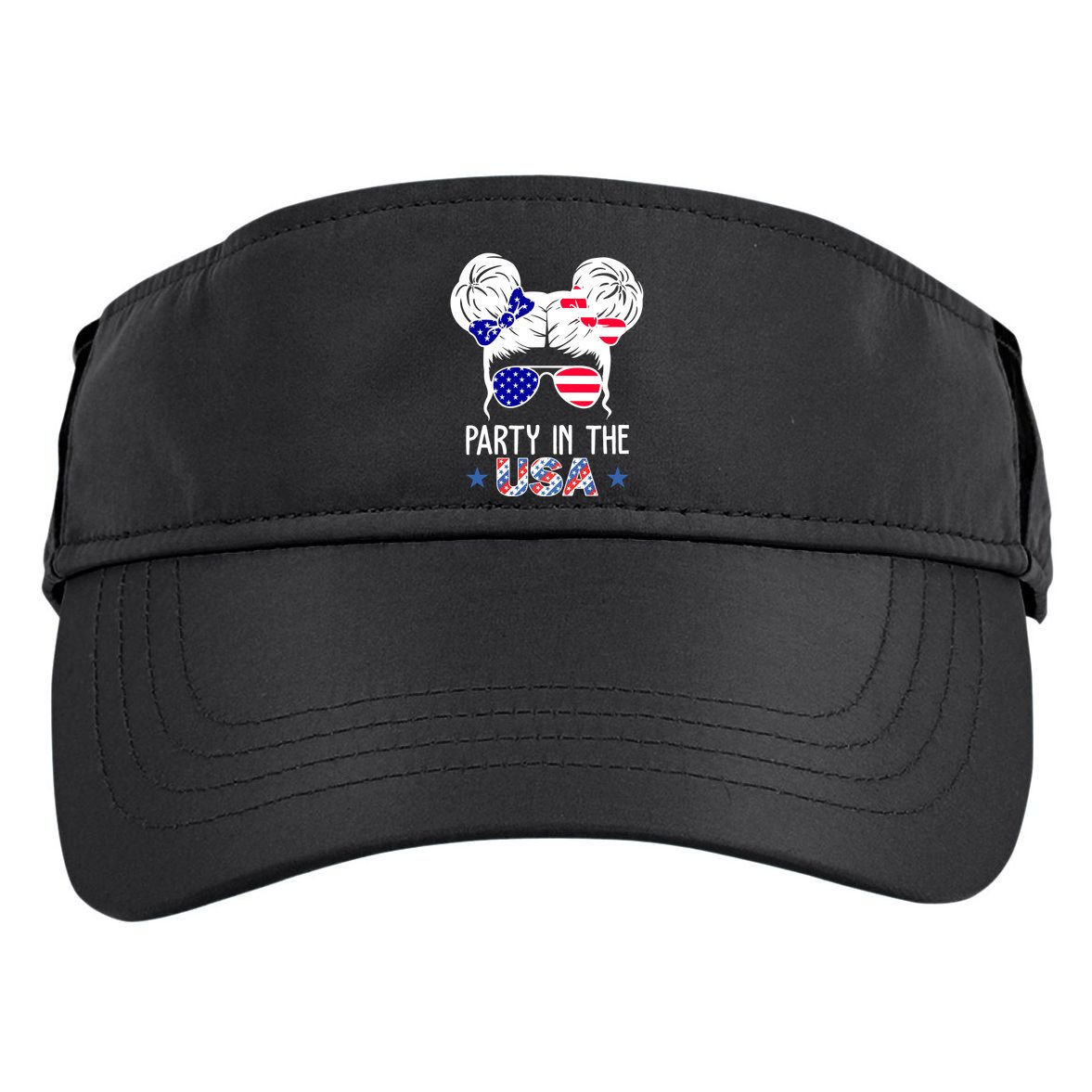Party In The Usa Hair Bun 4th Of July Adult Drive Performance Visor