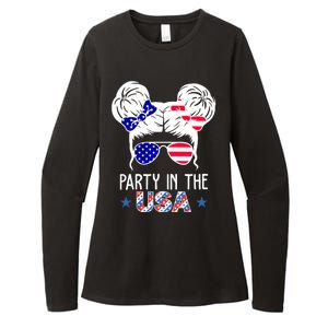 Party In The Usa Hair Bun 4th Of July Womens CVC Long Sleeve Shirt