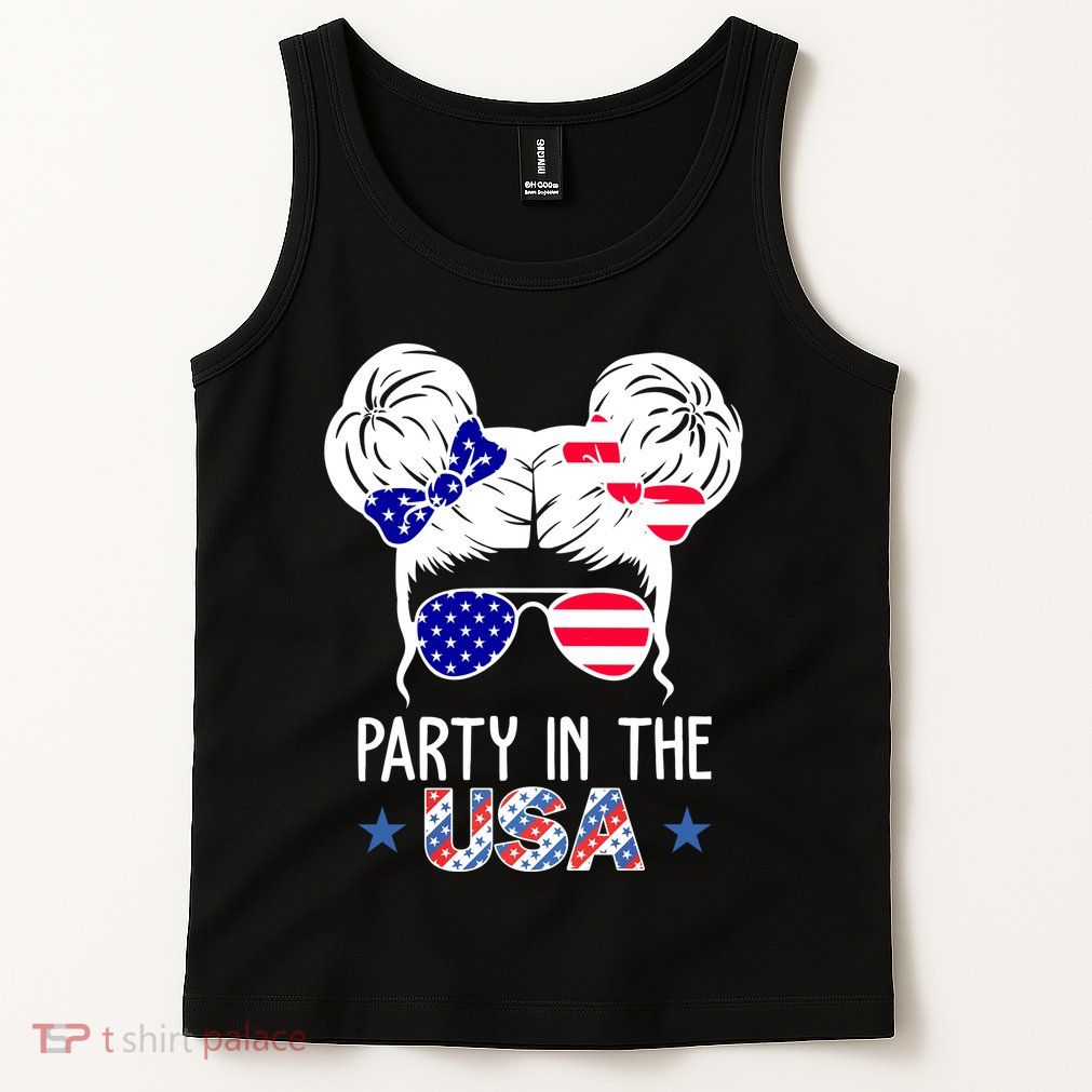 Party In The Usa Hair Bun 4th Of July Tank Top