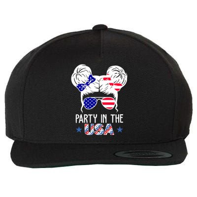 Party In The Usa Hair Bun 4th Of July Wool Snapback Cap