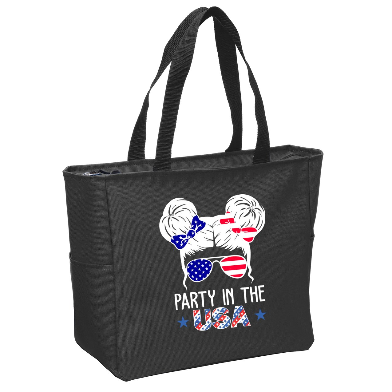 Party In The Usa Hair Bun 4th Of July Zip Tote Bag