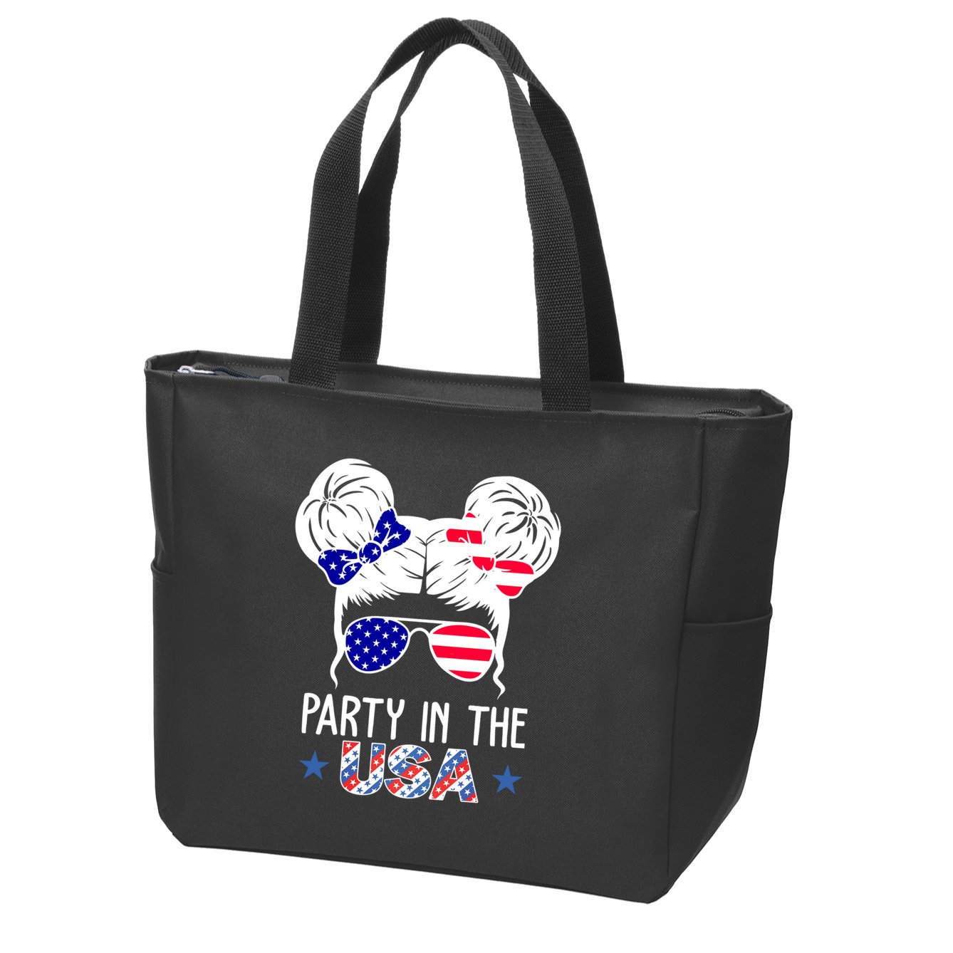 Party In The Usa Hair Bun 4th Of July Zip Tote Bag