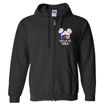 Party In The Usa Hair Bun 4th Of July Full Zip Hoodie
