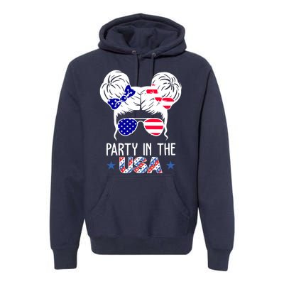 Party In The Usa Hair Bun 4th Of July Premium Hoodie