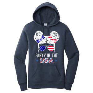 Party In The Usa Hair Bun 4th Of July Women's Pullover Hoodie