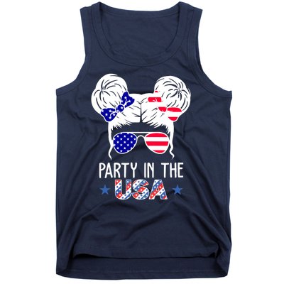 Party In The Usa Hair Bun 4th Of July Tank Top