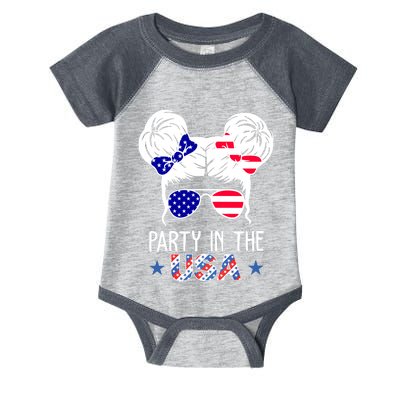 Party In The Usa Hair Bun 4th Of July Infant Baby Jersey Bodysuit