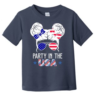 Party In The Usa Hair Bun 4th Of July Toddler T-Shirt