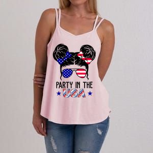 Party In The Usa Hair Bun 4th Of July Women's Strappy Tank