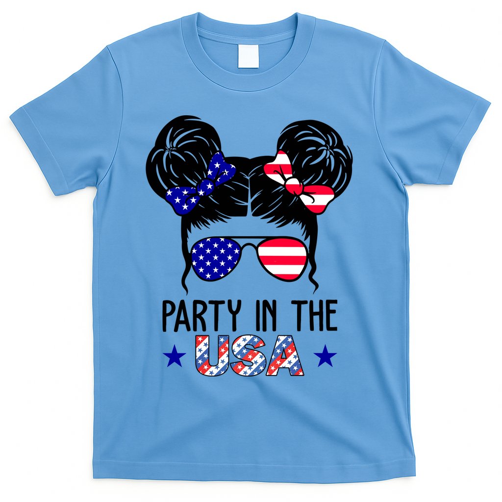 Party In The Usa Hair Bun 4th Of July T-Shirt