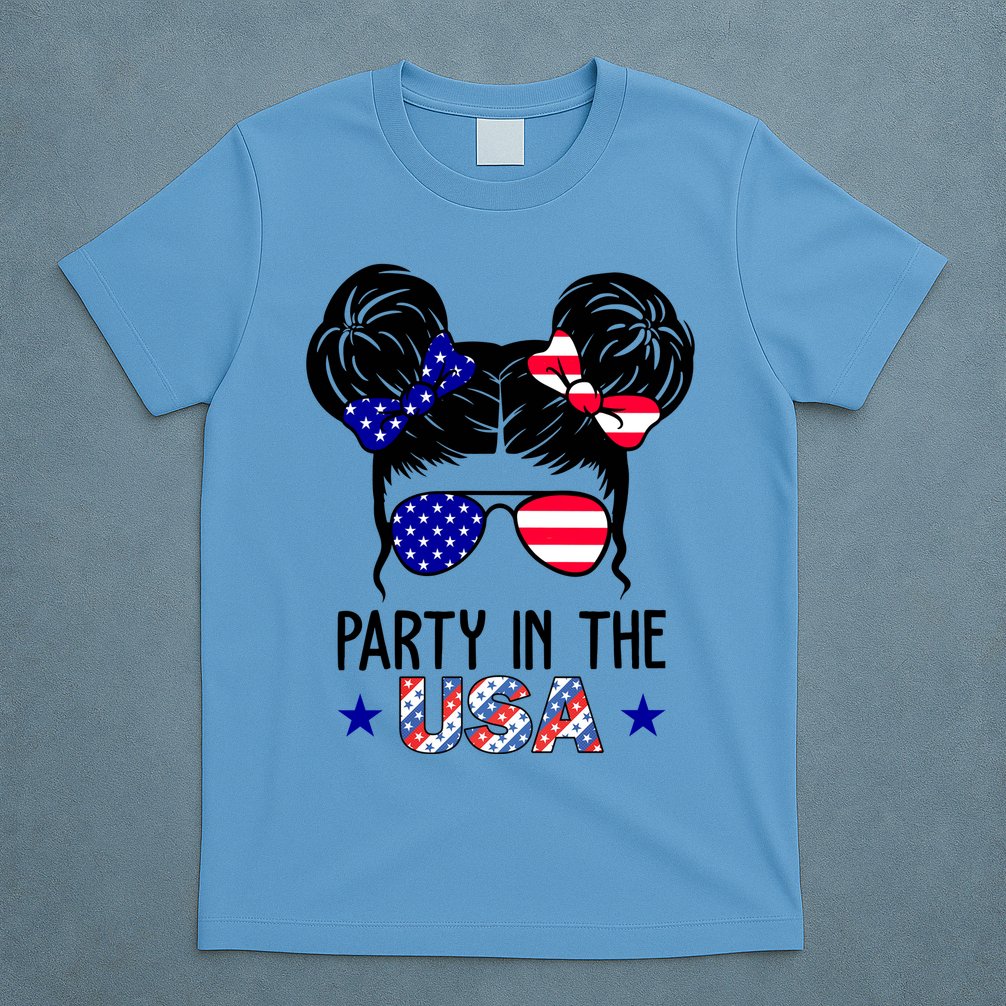 Party In The Usa Hair Bun 4th Of July T-Shirt