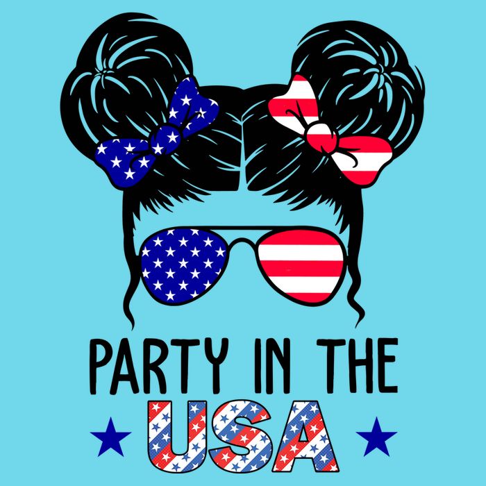 Party In The Usa Hair Bun 4th Of July T-Shirt