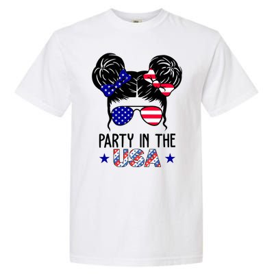 Party In The Usa Hair Bun 4th Of July Garment-Dyed Heavyweight T-Shirt