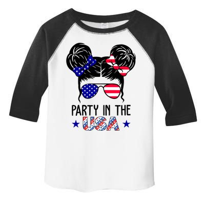 Party In The Usa Hair Bun 4th Of July Toddler Fine Jersey T-Shirt