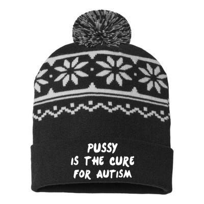 Pussy Is The Cure For Autism Positive Message USA-Made Snowflake Beanie