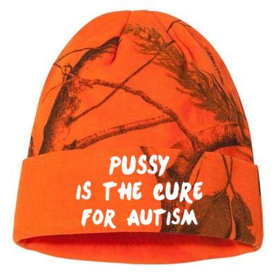 Pussy Is The Cure For Autism Positive Message Kati Licensed 12" Camo Beanie