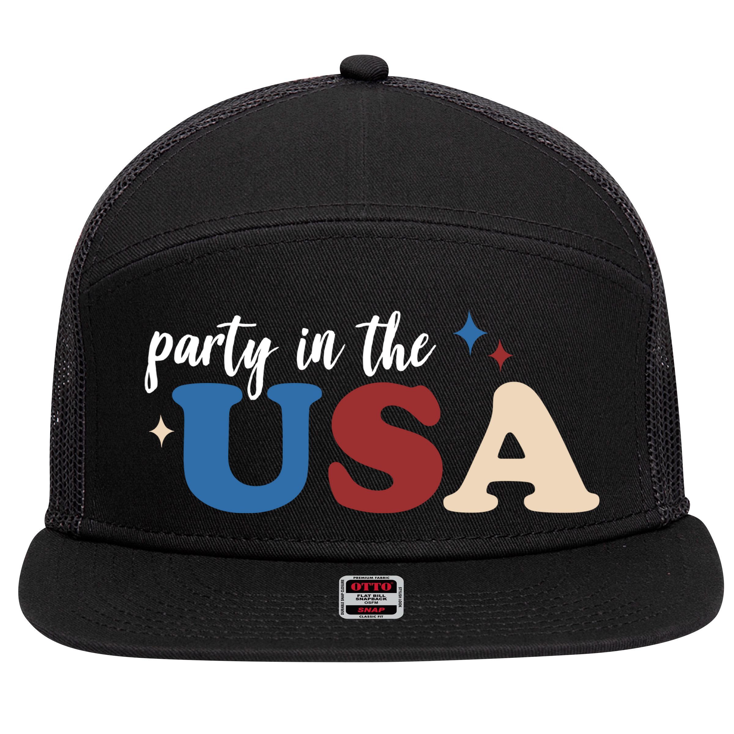 Party In The USA Holiday Festive 7 Panel Mesh Trucker Snapback Hat