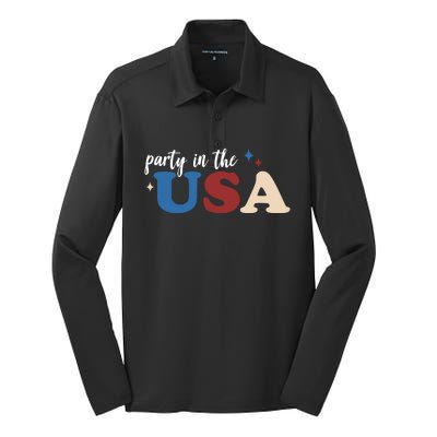 Party In The USA Holiday Festive Silk Touch Performance Long Sleeve Polo