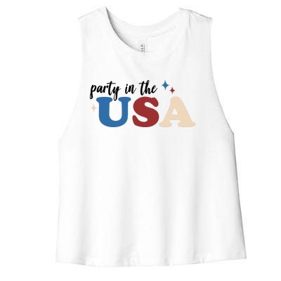 Party In The USA Holiday Festive Women's Racerback Cropped Tank