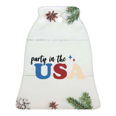 Party In The USA Holiday Festive Ceramic Bell Ornament