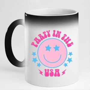 Party In The USA Retro Star Smile 11oz Black Color Changing Mug