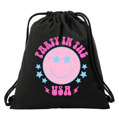 Party In The USA Retro Star Smile Drawstring Bag