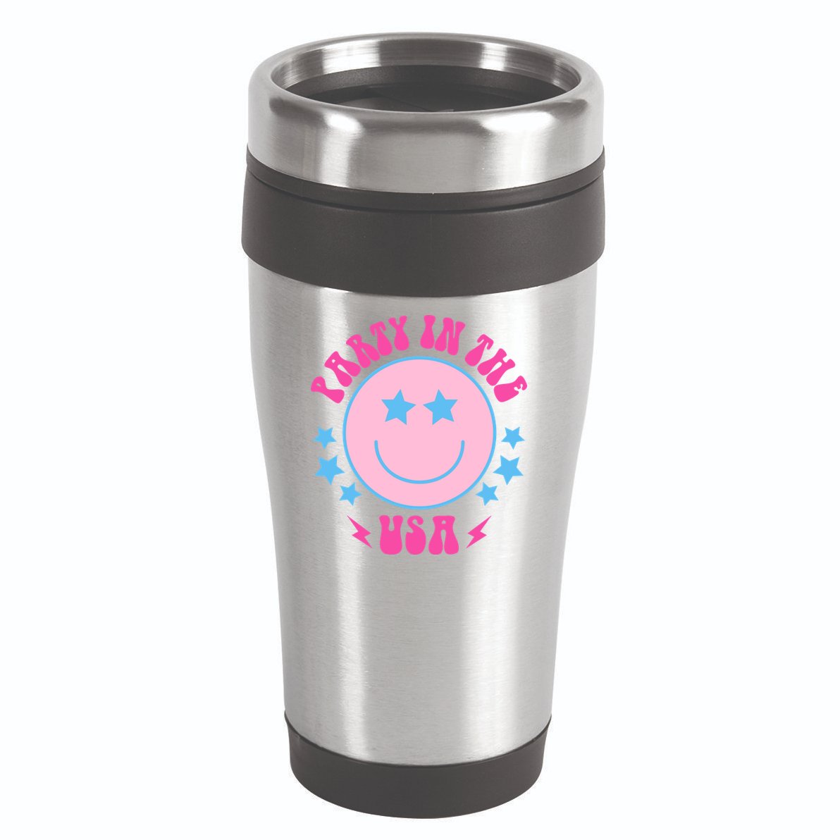 Party In The USA Retro Star Smile 16oz Travel Tumbler