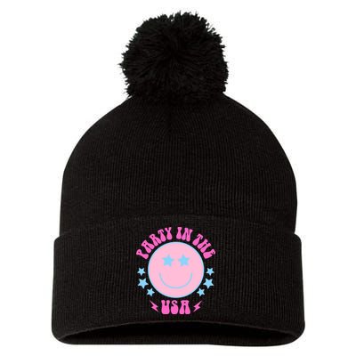 Party In The USA Retro Star Smile Pom Pom 12in Knit Beanie