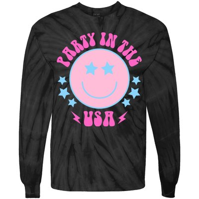 Party In The USA Retro Star Smile Tie-Dye Long Sleeve Shirt