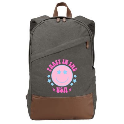 Party In The USA Retro Star Smile Cotton Canvas Backpack
