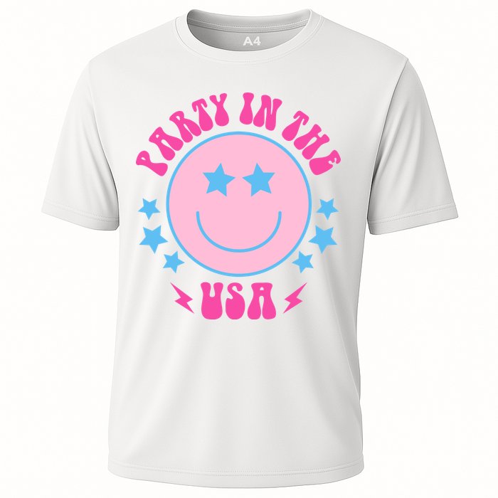 Party In The USA Retro Star Smile Cooling Performance Crew T-Shirt