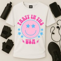 Party In The USA Retro Star Smile Cooling Performance Crew T-Shirt