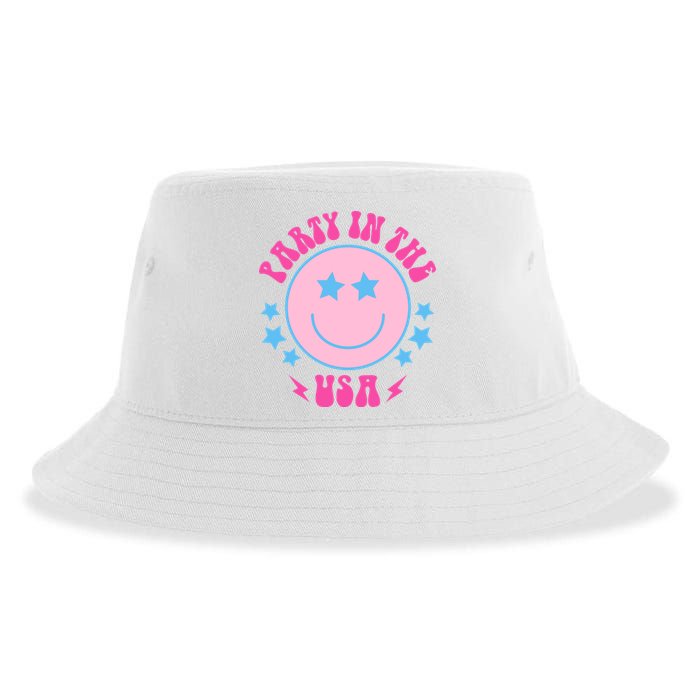 Party In The USA Retro Star Smile Sustainable Bucket Hat