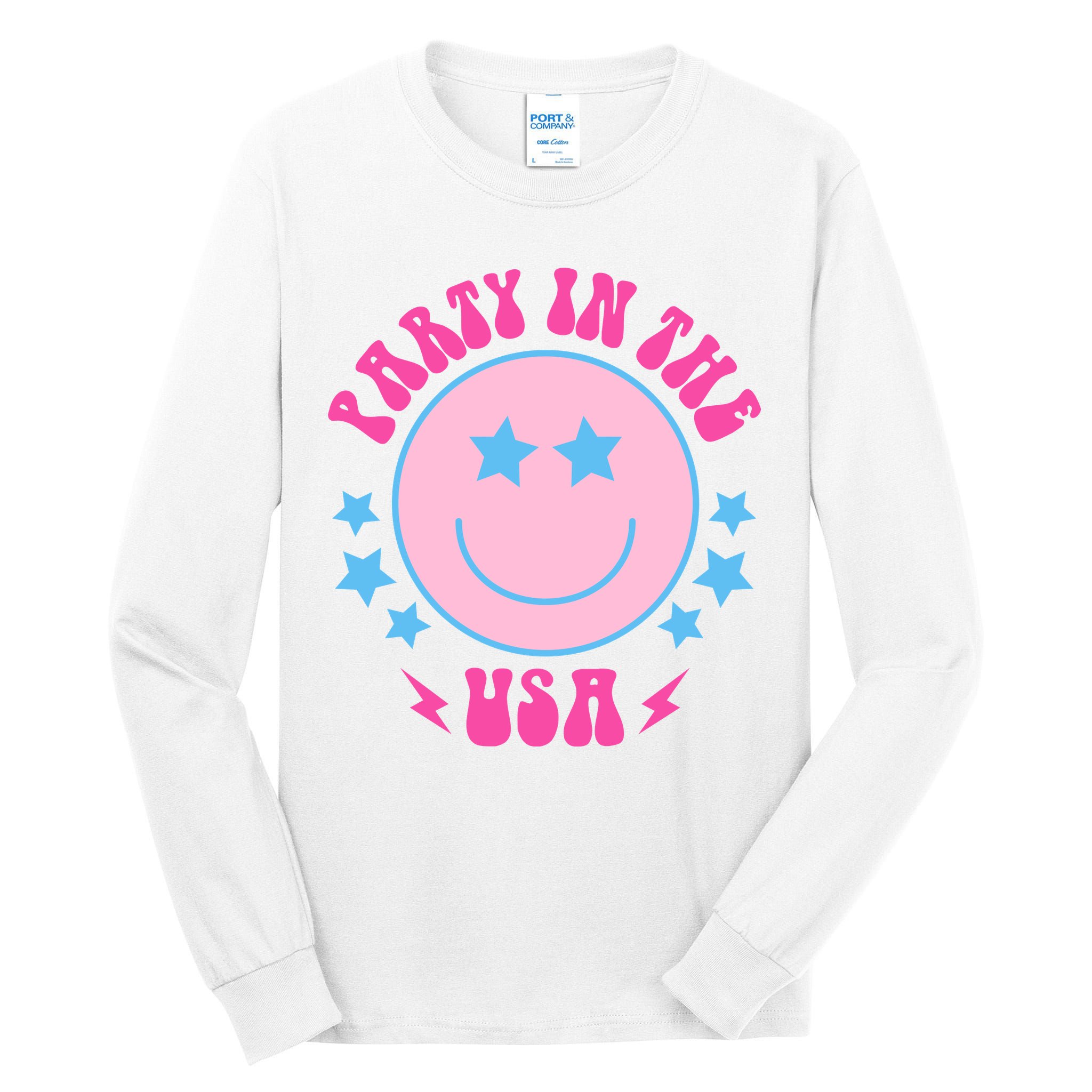 Party In The USA Retro Star Smile Tall Long Sleeve T-Shirt