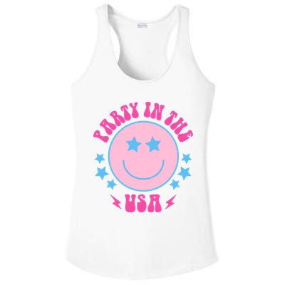 Party In The USA Retro Star Smile Ladies PosiCharge Competitor Racerback Tank