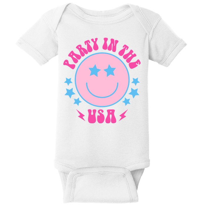Party In The USA Retro Star Smile Baby Bodysuit