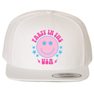 Party In The USA Retro Star Smile Wool Snapback Cap