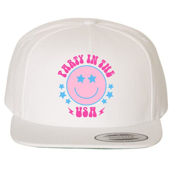 Party In The USA Retro Star Smile Wool Snapback Cap