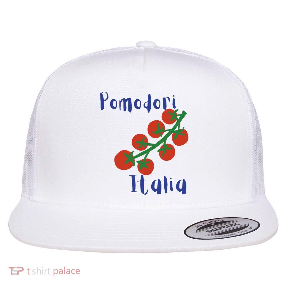 Pomodori Italia Tomatoes Italian Summer Flat Bill Trucker Hat