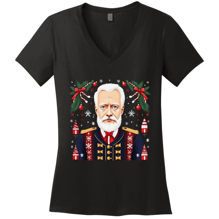 Pyotr Ilyich Tchaikovsky Christmas Nutcracker Composer Women's V-Neck T-Shirt