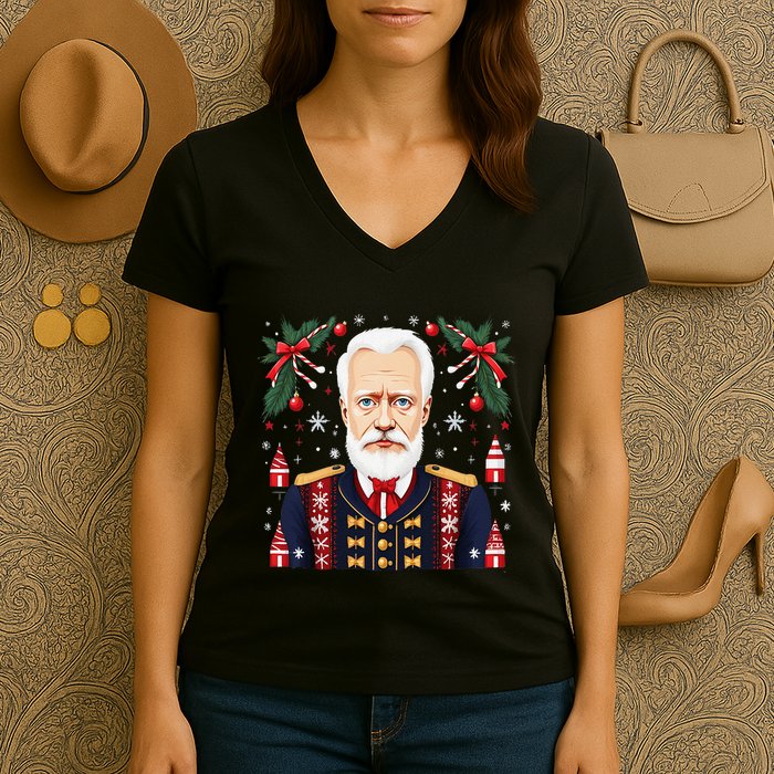 Pyotr Ilyich Tchaikovsky Christmas Nutcracker Composer Women's V-Neck T-Shirt