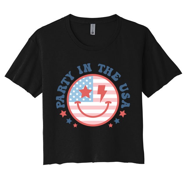 Party In The Usa 4th Of July Preppy Smile Aesthetic Gift Women's Crop Top Tee