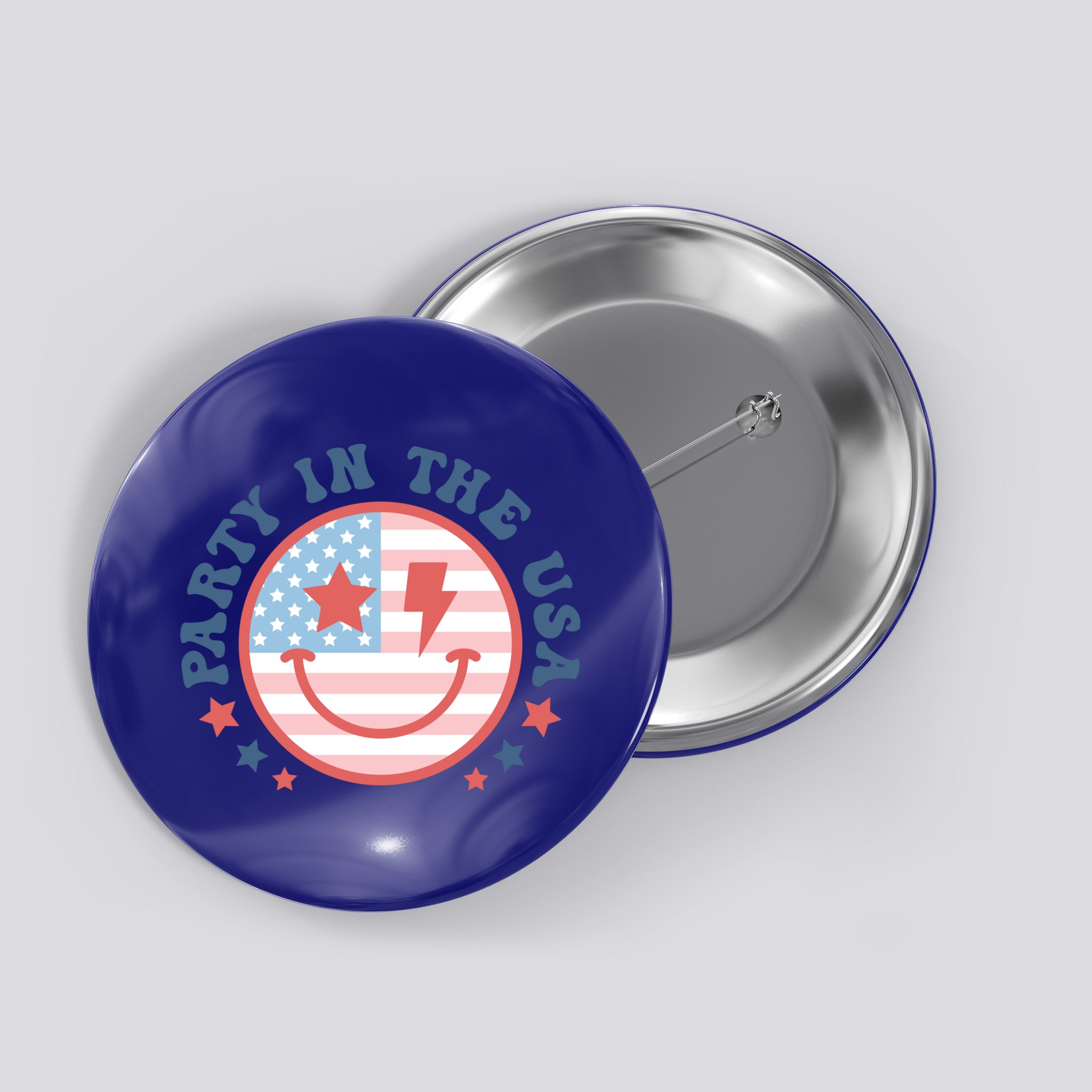Party In The Usa 4th Of July Preppy Smile Aesthetic Gift Button