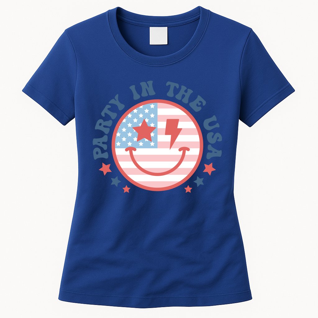 Party In The Usa 4th Of July Preppy Smile Aesthetic Gift Womens T-Shirt