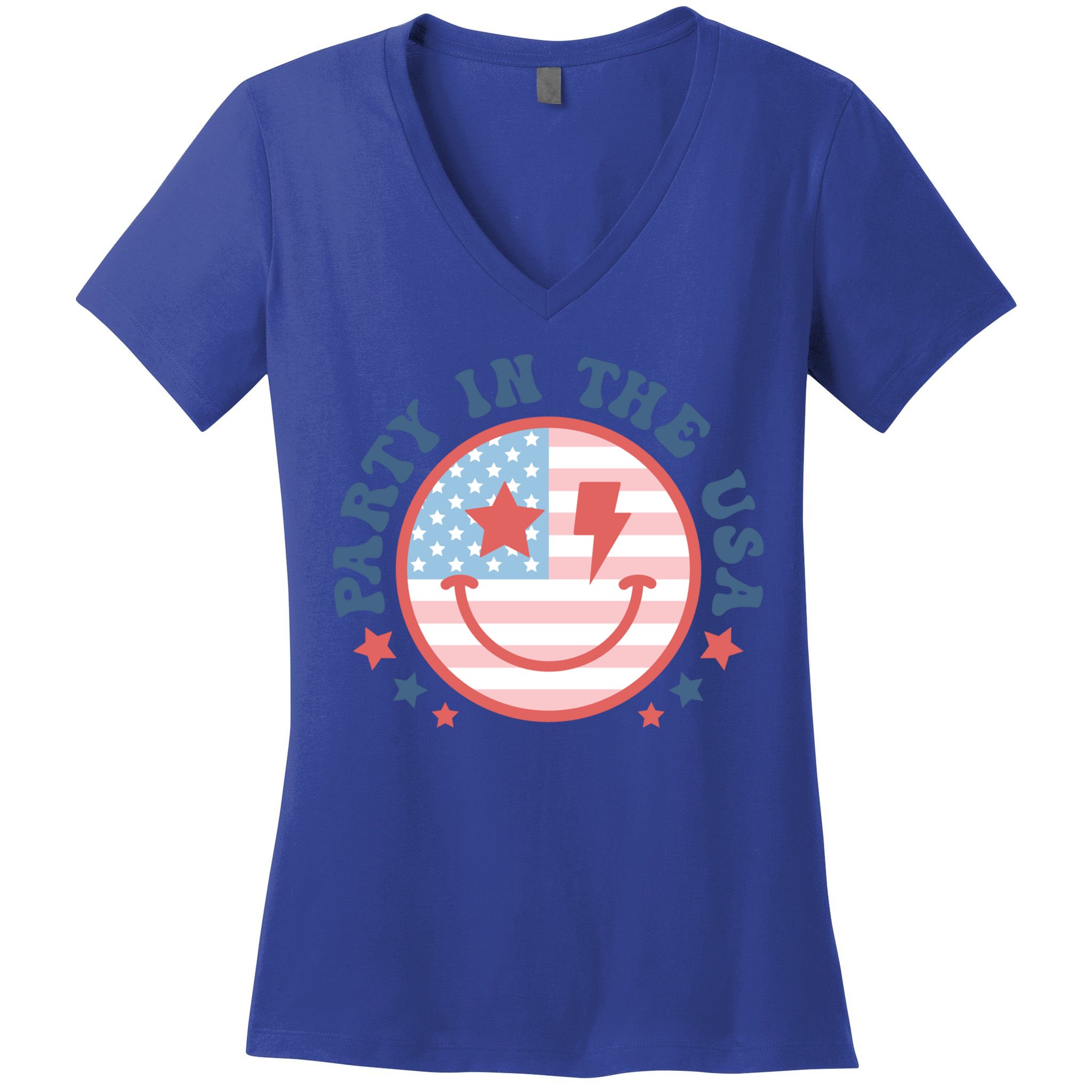 Party In The Usa 4th Of July Preppy Smile Aesthetic Gift Women's V-Neck T-Shirt