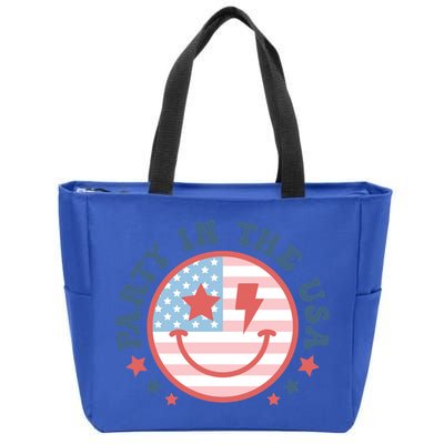 Party In The Usa 4th Of July Preppy Smile Aesthetic Gift Zip Tote Bag