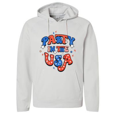 Party In The USA 4th Of July Independence Day USA Vintage Performance Fleece Hoodie