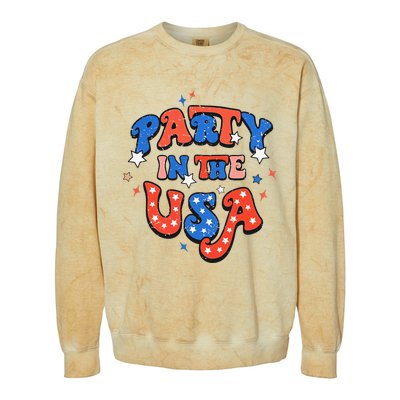 Party In The USA 4th Of July Independence Day USA Vintage Colorblast Crewneck Sweatshirt