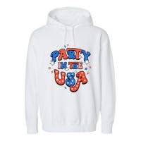 Party In The USA 4th Of July Independence Day USA Vintage Garment-Dyed Fleece Hoodie