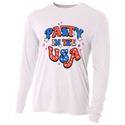 Party In The USA 4th Of July Independence Day USA Vintage Cooling Performance Long Sleeve Crew